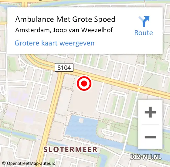 Locatie op kaart van de 112 melding: Ambulance Met Grote Spoed Naar Amsterdam, Joop Van Weezelhof op 26 maart 2018 13:16