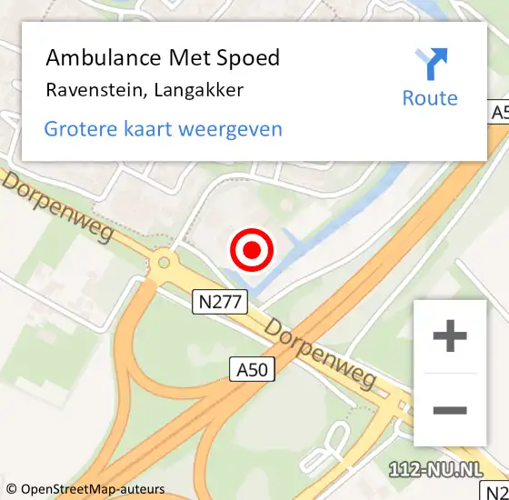 Locatie op kaart van de 112 melding: Ambulance Met Spoed Naar Ravenstein, Langakker op 26 maart 2018 13:17