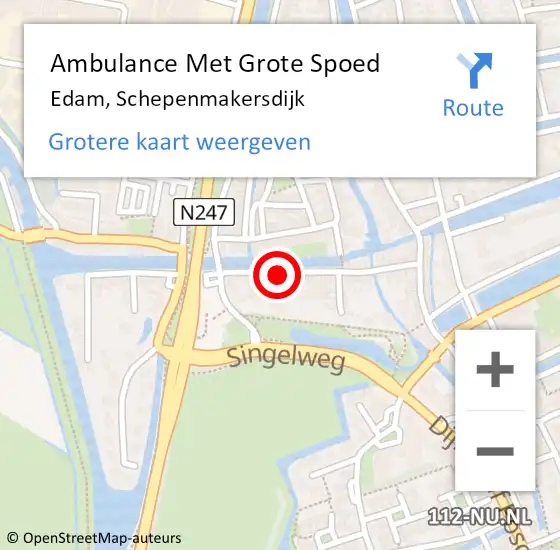 Locatie op kaart van de 112 melding: Ambulance Met Grote Spoed Naar Edam, Schepenmakersdijk op 26 maart 2018 13:38