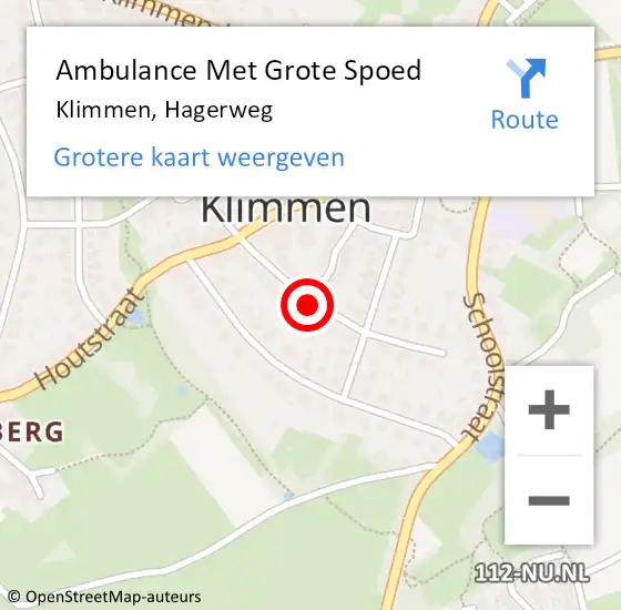 Locatie op kaart van de 112 melding: Ambulance Met Grote Spoed Naar Klimmen, Hagerweg op 20 februari 2014 10:36