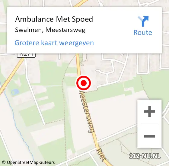 Locatie op kaart van de 112 melding: Ambulance Met Spoed Naar Swalmen, Meestersweg op 26 maart 2018 14:11