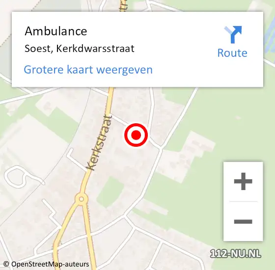 Locatie op kaart van de 112 melding: Ambulance Soest, Kerkdwarsstraat op 26 maart 2018 15:22