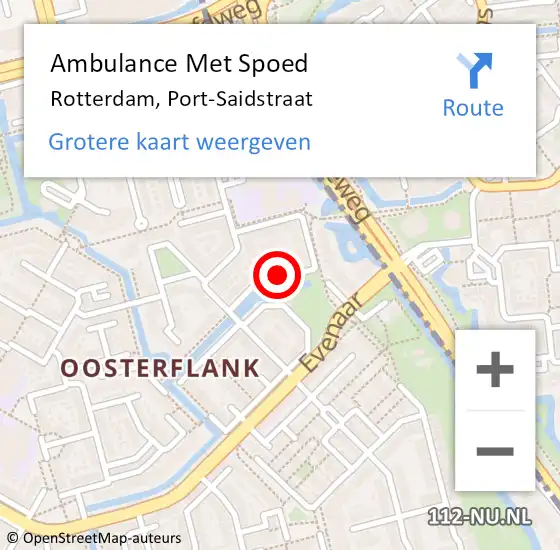Locatie op kaart van de 112 melding: Ambulance Met Spoed Naar Rotterdam, Port-Saidstraat op 26 maart 2018 15:43
