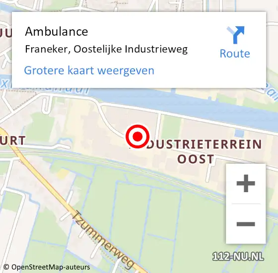 Locatie op kaart van de 112 melding: Ambulance Franeker, Oostelijke Industrieweg op 20 februari 2014 10:44