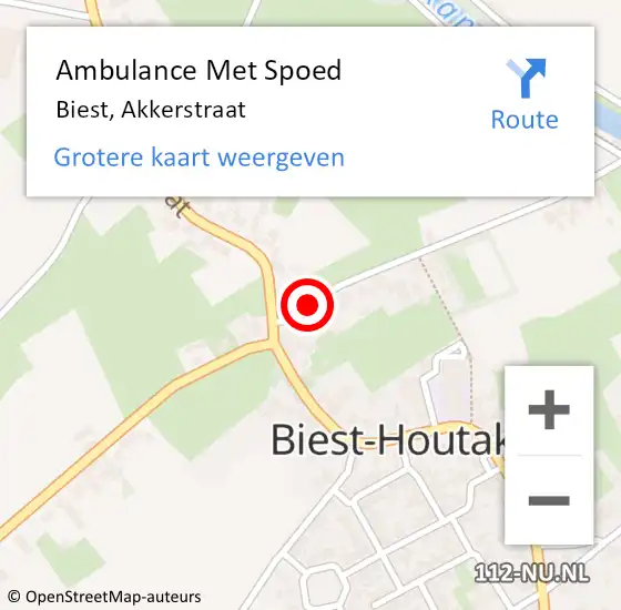 Locatie op kaart van de 112 melding: Ambulance Met Spoed Naar Biest-Houtakker, Akkerstraat op 26 maart 2018 16:12