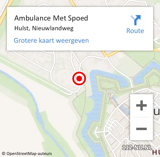 Locatie op kaart van de 112 melding: Ambulance Met Spoed Naar Hulst, Nieuwlandweg op 26 maart 2018 17:12