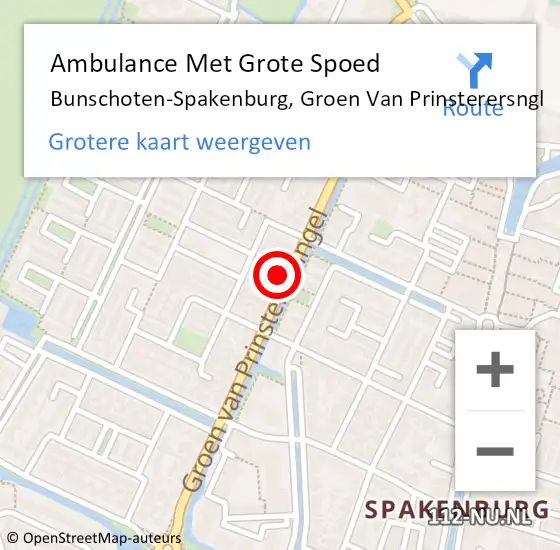 Locatie op kaart van de 112 melding: Ambulance Met Grote Spoed Naar Bunschoten-Spakenburg, Groen Van Prinsterersngl op 26 maart 2018 17:12