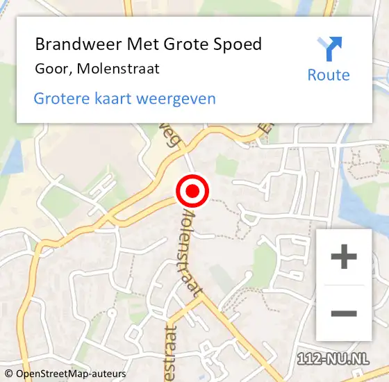 Locatie op kaart van de 112 melding: Brandweer Met Grote Spoed Naar Goor, Molenstraat op 26 maart 2018 17:14