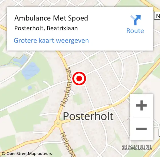 Locatie op kaart van de 112 melding: Ambulance Met Spoed Naar Posterholt, Beatrixlaan op 26 maart 2018 17:16