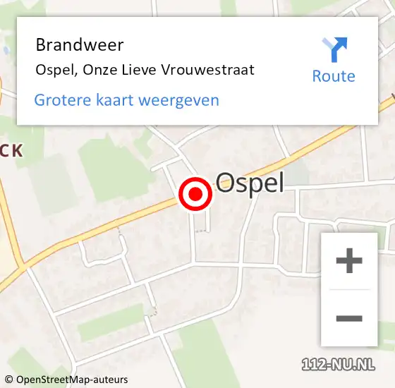 Locatie op kaart van de 112 melding: Brandweer Ospel, Onze Lieve Vrouwestraat op 26 maart 2018 17:46