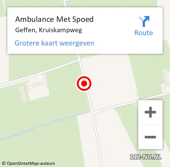Locatie op kaart van de 112 melding: Ambulance Met Spoed Naar Geffen, Kruiskampweg op 26 maart 2018 18:08