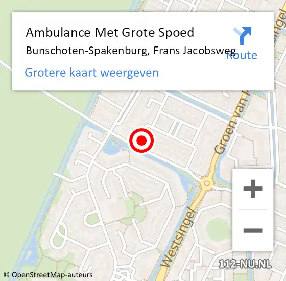 Locatie op kaart van de 112 melding: Ambulance Met Grote Spoed Naar Bunschoten-Spakenburg, Frans Jacobsweg op 26 maart 2018 18:30