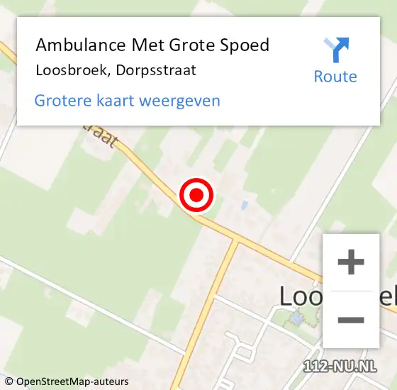 Locatie op kaart van de 112 melding: Ambulance Met Grote Spoed Naar Loosbroek, Dorpsstraat op 26 maart 2018 18:39