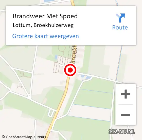 Locatie op kaart van de 112 melding: Brandweer Met Spoed Naar Lottum, Broekhuizerweg op 26 maart 2018 19:09