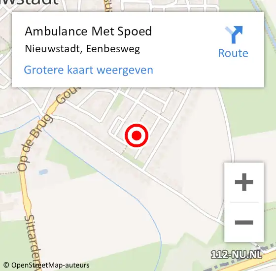 Locatie op kaart van de 112 melding: Ambulance Met Spoed Naar Nieuwstadt, Eenbesweg op 20 februari 2014 11:02