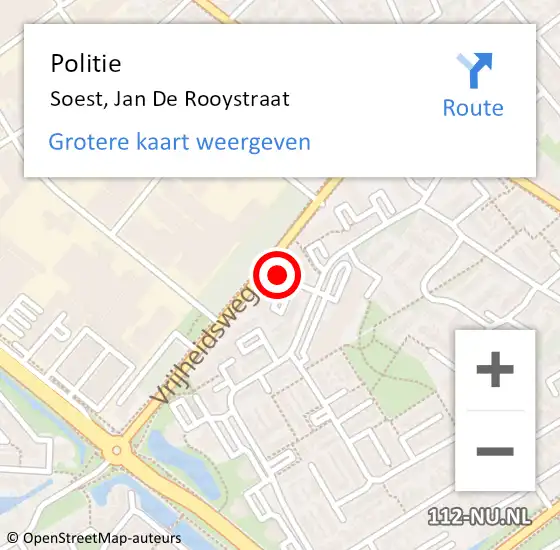 Locatie op kaart van de 112 melding: Politie Soest, Jan De Rooystraat op 26 maart 2018 19:34