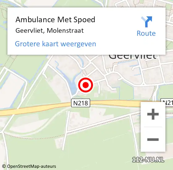 Locatie op kaart van de 112 melding: Ambulance Met Spoed Naar Geervliet, Molenstraat op 26 maart 2018 20:38