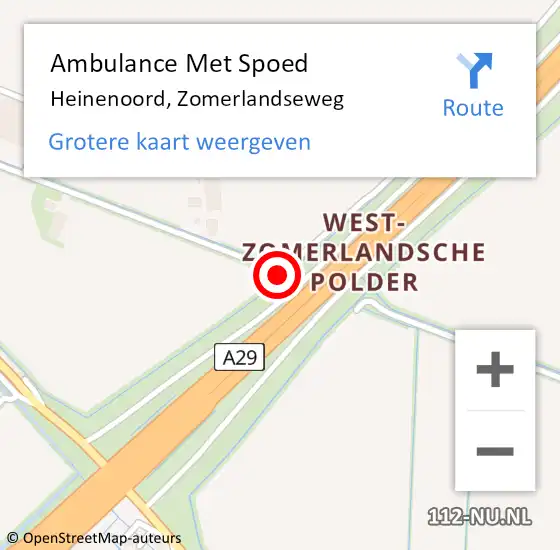 Locatie op kaart van de 112 melding: Ambulance Met Spoed Naar Heinenoord, Zomerlandseweg op 26 maart 2018 21:42