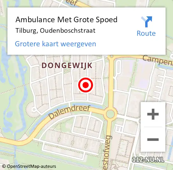 Locatie op kaart van de 112 melding: Ambulance Met Grote Spoed Naar Tilburg, Oudenboschstraat op 26 maart 2018 22:07