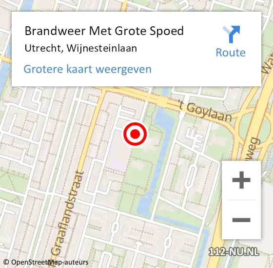 Locatie op kaart van de 112 melding: Brandweer Met Grote Spoed Naar Utrecht, Wijnesteinlaan op 26 maart 2018 23:13