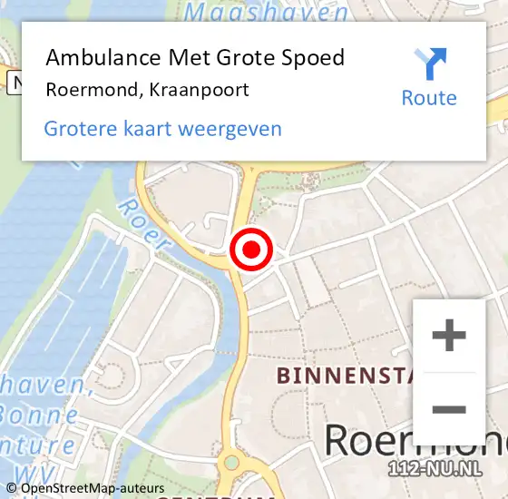 Locatie op kaart van de 112 melding: Ambulance Met Grote Spoed Naar Roermond, Kraanpoort op 27 maart 2018 00:32