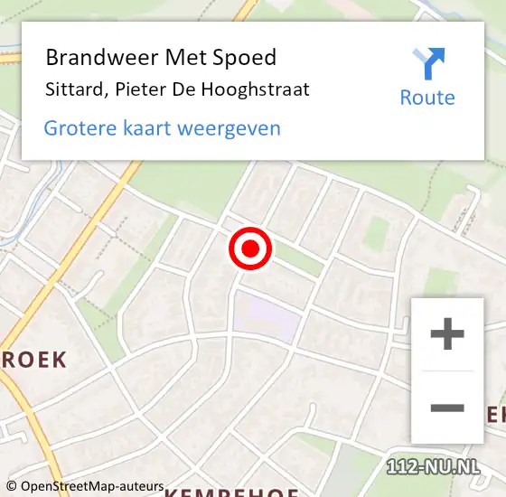 Locatie op kaart van de 112 melding: Brandweer Met Spoed Naar Sittard, Pieter De Hooghstraat op 27 maart 2018 01:34