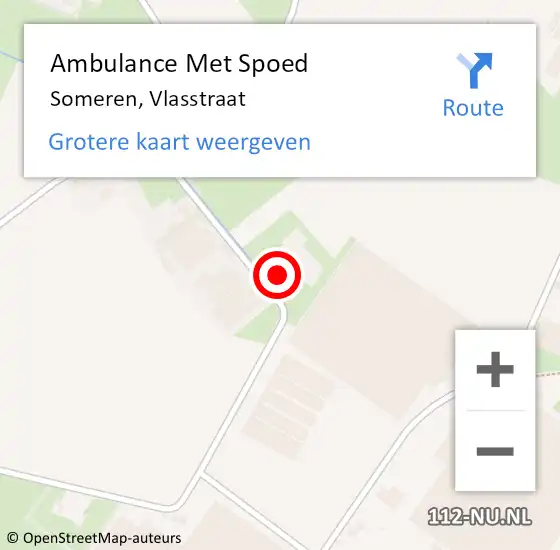 Locatie op kaart van de 112 melding: Ambulance Met Spoed Naar Someren, Vlasstraat op 27 maart 2018 03:11