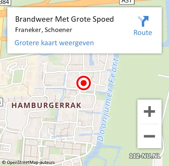 Locatie op kaart van de 112 melding: Brandweer Met Grote Spoed Naar Franeker, Schoener op 27 maart 2018 03:20