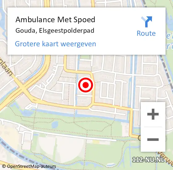 Locatie op kaart van de 112 melding: Ambulance Met Spoed Naar Gouda, Elsgeestpolderpad op 27 maart 2018 06:19