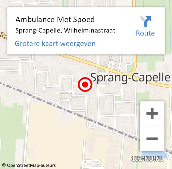 Locatie op kaart van de 112 melding: Ambulance Met Spoed Naar Sprang-Capelle, Wilhelminastraat op 27 maart 2018 06:48