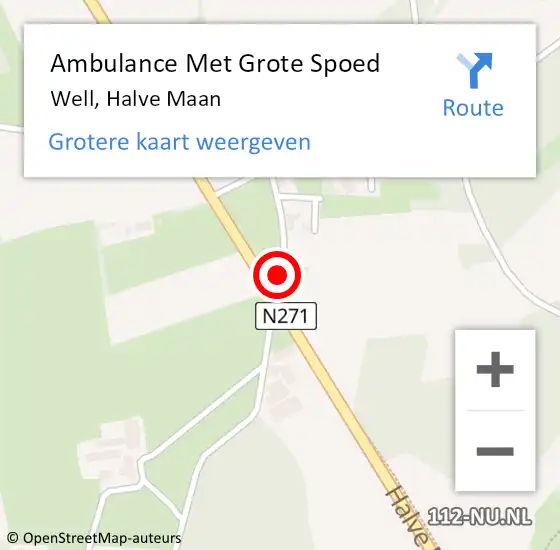 Locatie op kaart van de 112 melding: Ambulance Met Grote Spoed Naar Well, Halve Maan op 27 maart 2018 08:42