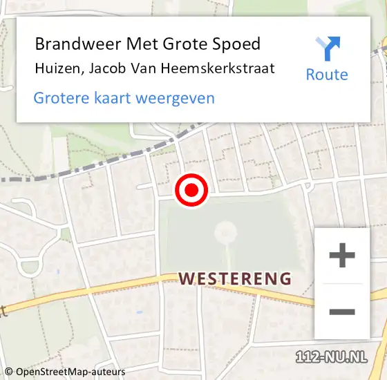 Locatie op kaart van de 112 melding: Brandweer Met Grote Spoed Naar Huizen, Jacob Van Heemskerkstraat op 27 maart 2018 09:04