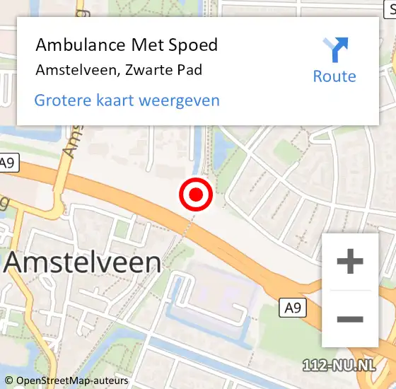 Locatie op kaart van de 112 melding: Ambulance Met Spoed Naar Amstelveen, Zwarte Pad op 27 maart 2018 09:31