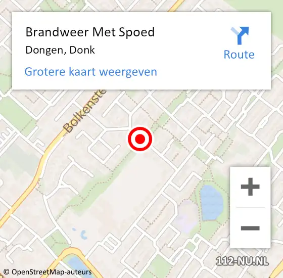 Locatie op kaart van de 112 melding: Brandweer Met Spoed Naar Dongen, Donk op 27 maart 2018 09:41