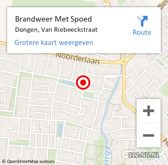 Locatie op kaart van de 112 melding: Brandweer Met Spoed Naar Dongen, Van Riebeeckstraat op 27 maart 2018 09:44