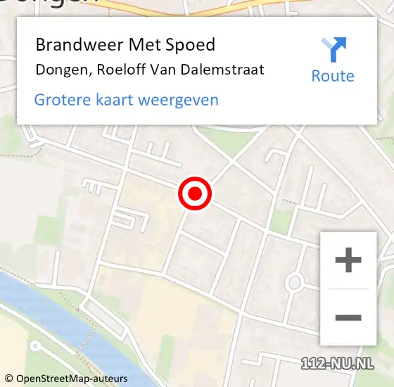 Locatie op kaart van de 112 melding: Brandweer Met Spoed Naar Dongen, Roeloff Van Dalemstraat op 27 maart 2018 09:45