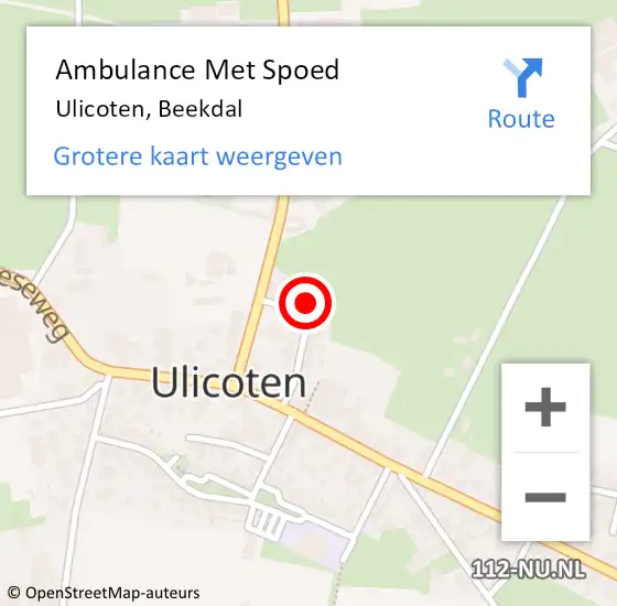 Locatie op kaart van de 112 melding: Ambulance Met Spoed Naar Ulicoten, Beekdal op 27 maart 2018 10:00