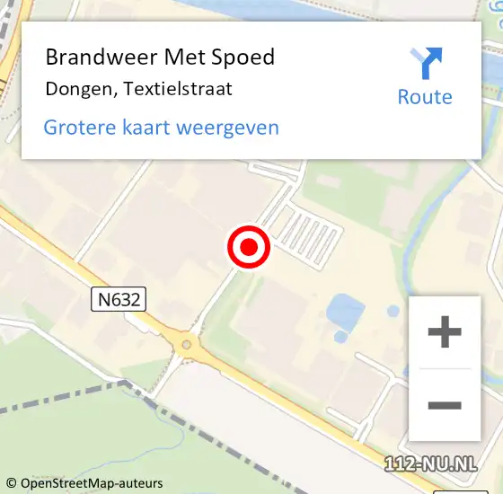 Locatie op kaart van de 112 melding: Brandweer Met Spoed Naar Dongen, Textielstraat op 27 maart 2018 10:00