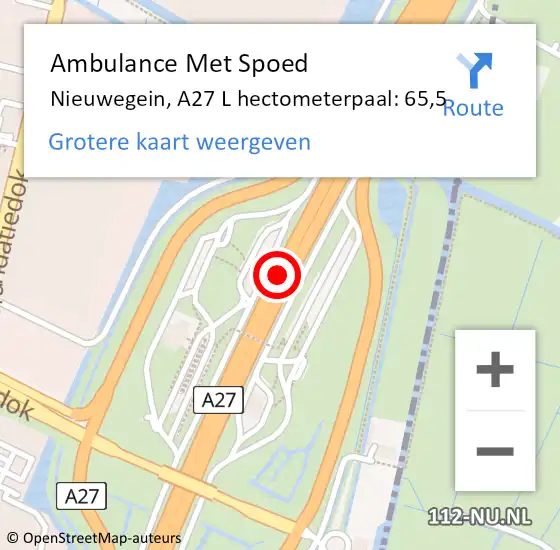 Locatie op kaart van de 112 melding: Ambulance Met Spoed Naar Nieuwegein, A27 R hectometerpaal: 65,6 op 27 maart 2018 10:33