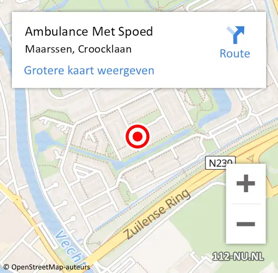 Locatie op kaart van de 112 melding: Ambulance Met Spoed Naar Maarssen, Croocklaan op 27 maart 2018 10:53