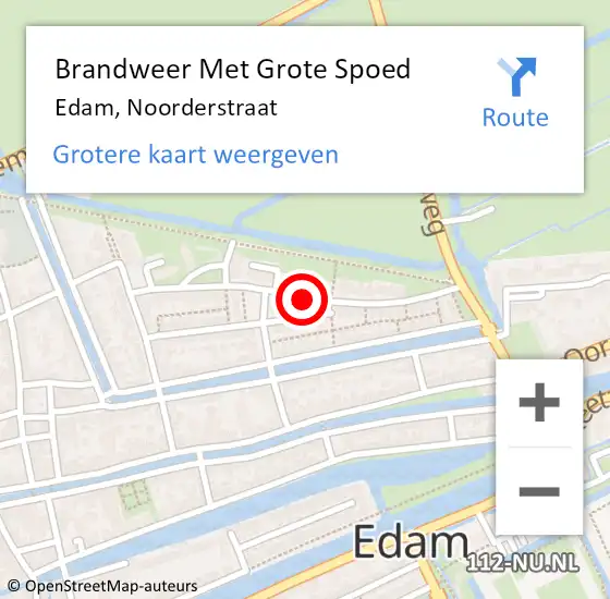 Locatie op kaart van de 112 melding: Brandweer Met Grote Spoed Naar Edam, Noorderstraat op 27 maart 2018 11:32