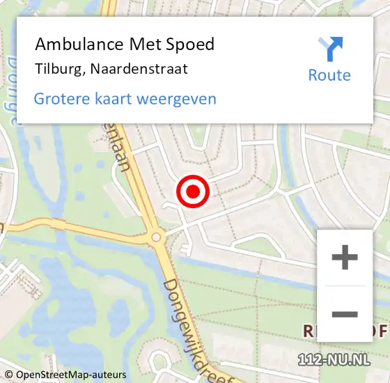 Locatie op kaart van de 112 melding: Ambulance Met Spoed Naar Tilburg, Naardenstraat op 27 maart 2018 11:46