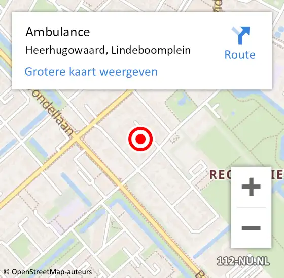 Locatie op kaart van de 112 melding: Ambulance Heerhugowaard, Lindeboomplein op 27 maart 2018 11:53