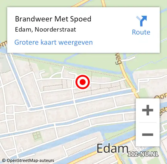 Locatie op kaart van de 112 melding: Brandweer Met Spoed Naar Edam, Noorderstraat op 27 maart 2018 12:27