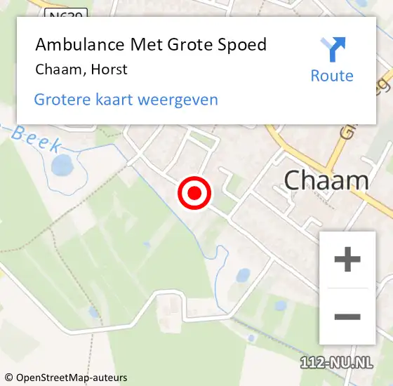 Locatie op kaart van de 112 melding: Ambulance Met Grote Spoed Naar Chaam, Horst op 27 maart 2018 12:49