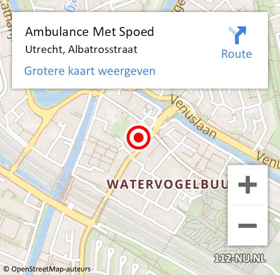 Locatie op kaart van de 112 melding: Ambulance Met Spoed Naar Utrecht, Albatrosstraat op 27 maart 2018 13:14
