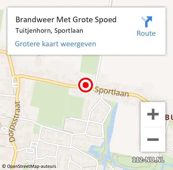 Locatie op kaart van de 112 melding: Brandweer Met Grote Spoed Naar Tuitjenhorn, Sportlaan op 27 maart 2018 13:34