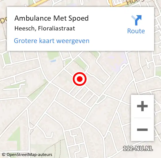 Locatie op kaart van de 112 melding: Ambulance Met Spoed Naar Heesch, Floraliastraat op 27 maart 2018 13:40