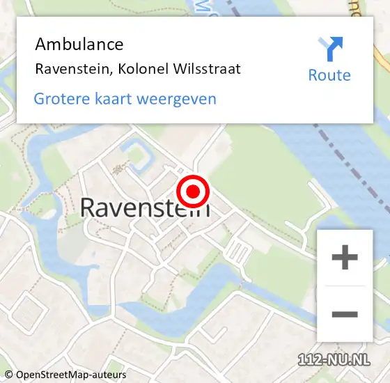 Locatie op kaart van de 112 melding: Ambulance Ravenstein, Kolonel Wilsstraat op 27 maart 2018 13:49