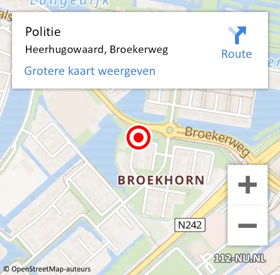 Locatie op kaart van de 112 melding: Politie Heerhugowaard, Broekerweg op 27 maart 2018 14:42